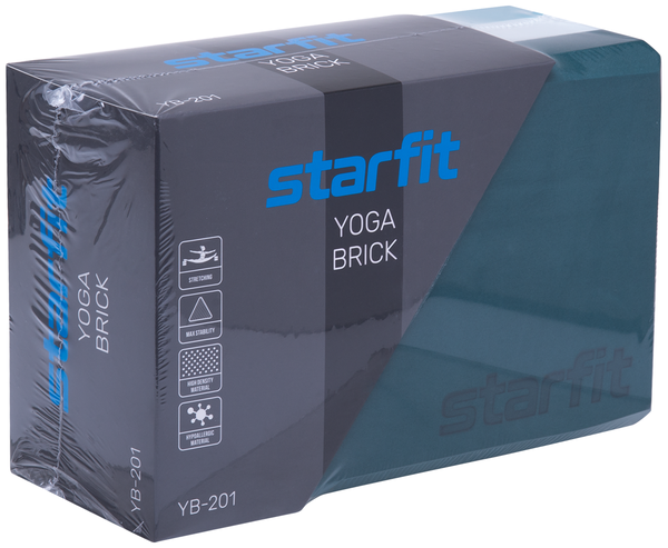 Блок для йоги STARFIT YB-201 EVA, 22,8х15,2х10 см, 350 гр, изумрудная радуга