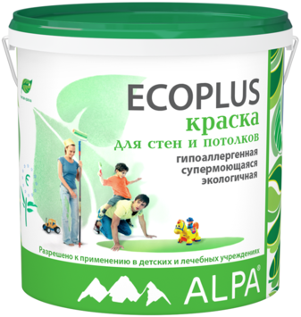 Краска для Стен и Потолков Ecoplus 2л Белая Alpa Гипоаллергенная Экологичная 