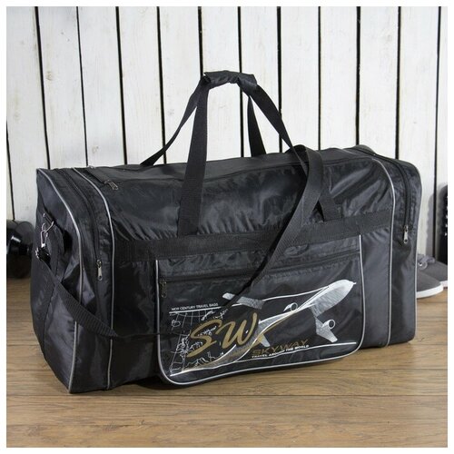 фото Сумка спортивная, отдел на молнии, 3 наружных кармана, длинный ремень, цвет чёрный нет бренда