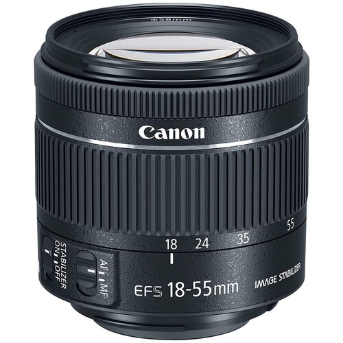 Объектив Canon EF-S 18-55mm f/4-5.6 IS STM, черный фотоаппарат canon eos 80d kit ef s 18 55mm f 3 5 5 6 is stm