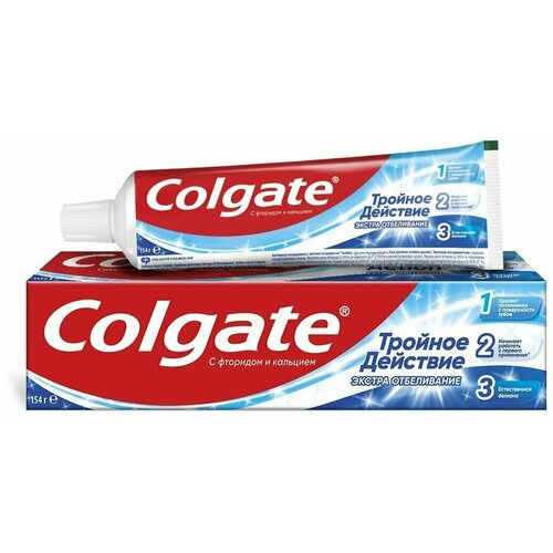 Colgate Зубная паста комплексная Тройное действие Экстра Отбеливание, 100 мл зубная паста тройное действие colgate экстра отбеливание с фторидом 100 мл