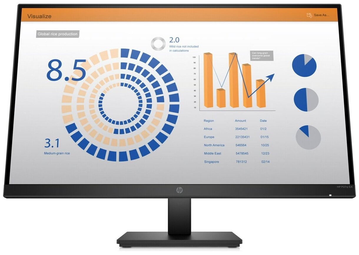 Монитор/ HP P27q G4 QHD Monitor 27'' (2560 x 1440), IPS, 178/178, 5мс, 250nit, HDMI/VGA, noUSB, LTSP, 1y, ПИ 27"(2560x1440