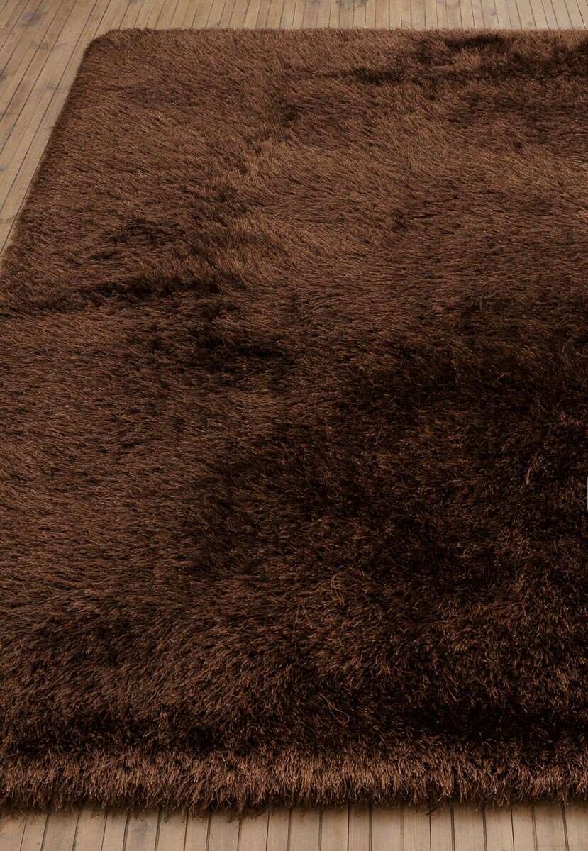 Ковер на пол 0,6 на 1,1 м в спальню, гостиную, пушистый, с длинным ворсом, коричневый Snow H169-brown