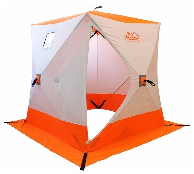 PF-TW-11 Палатка зимняя куб следопыт 1,8 х1,8 м, Oxford 210D PU 1000, 3-местная, цв. бело-оранж.