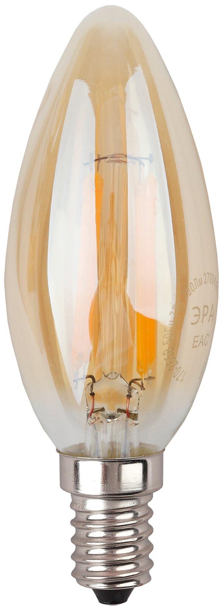 Типы/Лампочки/Филаментные ЭРА Лампа светодиодная филаментная ЭРА E14 5W 2700K золотая F-LED B35-5W-827-E14 gold Б0027939