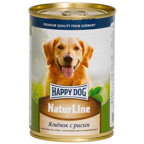 корм для собак Happy Dog NaturLine, ягненок, с рисом 1 уп. х 1 шт. х 410 г (для средних и крупных пород)