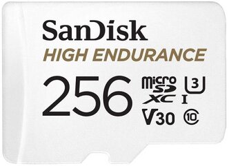 Карта памяти SanDisk High Endurance Micro SDXC + SD Adapter, 256 Гб