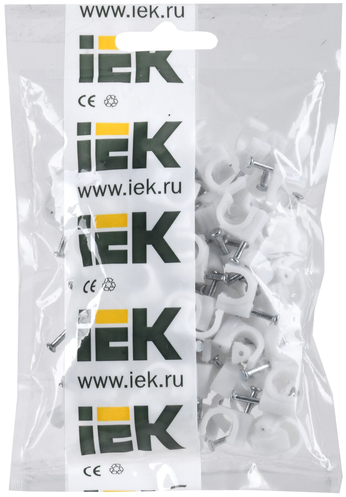 USK11-08-100 Скоба 8мм круглая пластиковая (100шт) IEK - фото №1