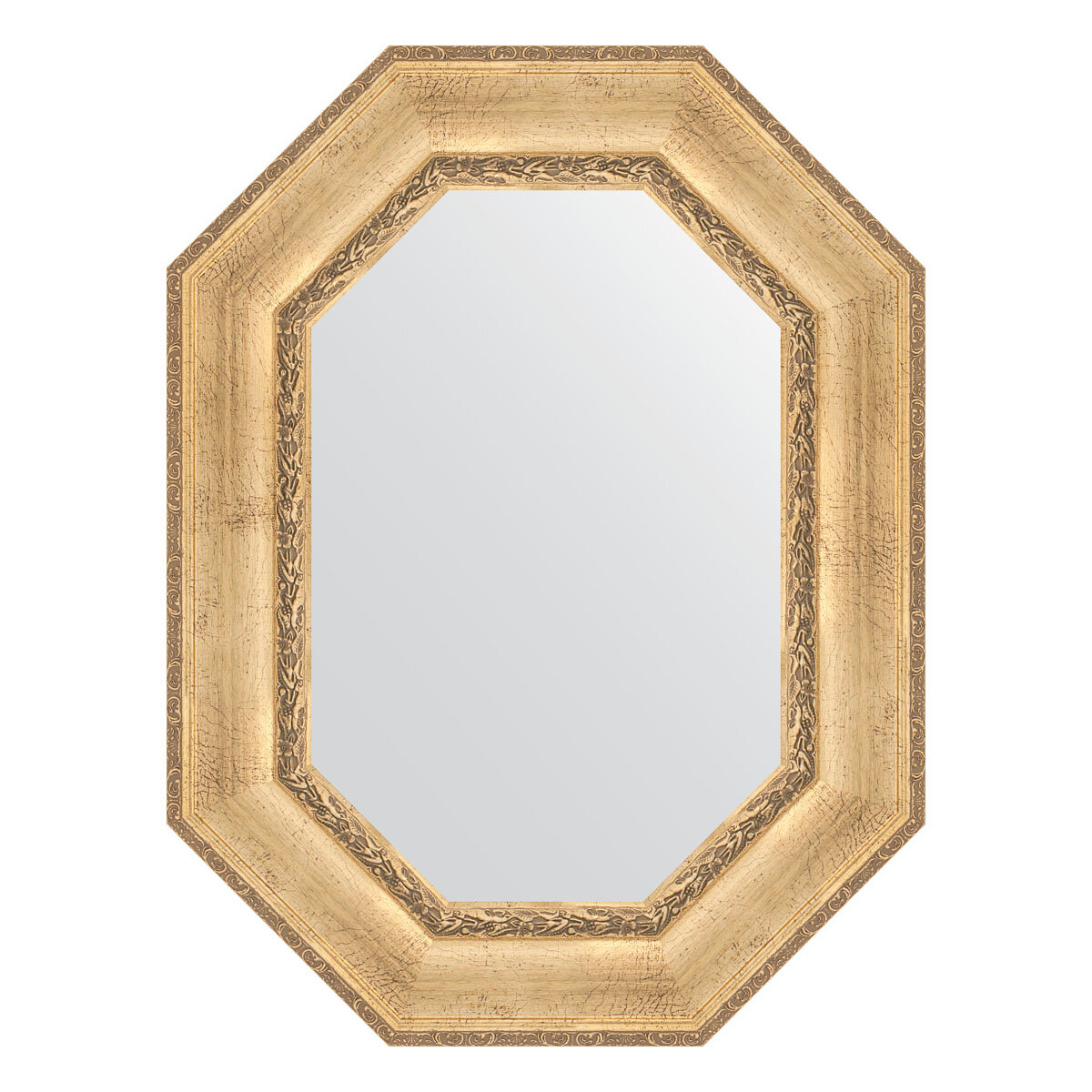Зеркало настенное Polygon EVOFORM в багетной раме состаренное серебро с орнаментом, 62х82 см, для гостиной, прихожей и ванной комнаты, BY 7261