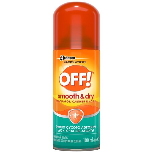 Аэрозоль OFF! Smooth&Dry от комаров, 100 г, 100 мл
