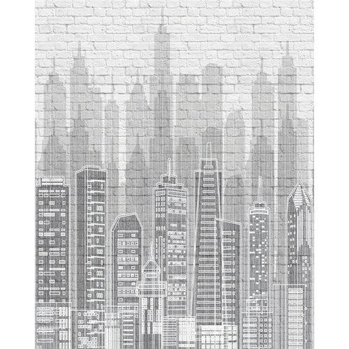Моющиеся виниловые фотообои GrandPiK Город. Графика. Черно-белый, 200х250 см