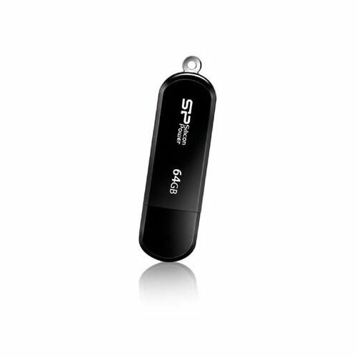 Флешка USB Silicon Power LuxMini 322 64ГБ, USB2.0, черный [sp064gbuf2322v1k]