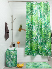 Штора водоотталкивающая для ванной, занавеска в ванную комнату тканевая JoyArty "Тропические листья", 180х200 см