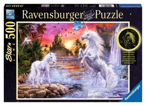 Пазл Ravensburger Единороги на реке (14873), 500 дет., голубой