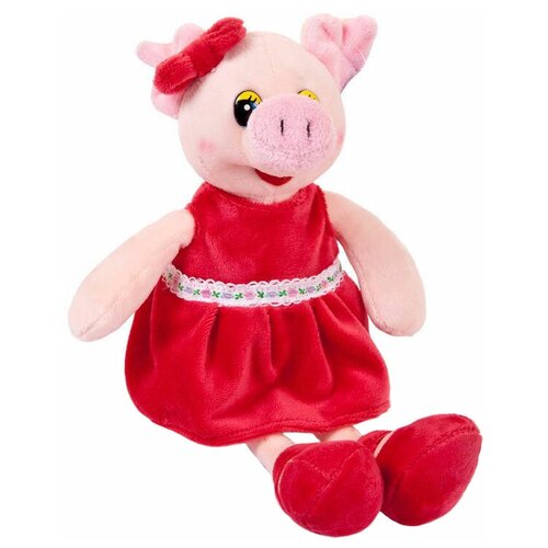 фото Мягкая игрушка abtoys свинка в красном платье 16 см