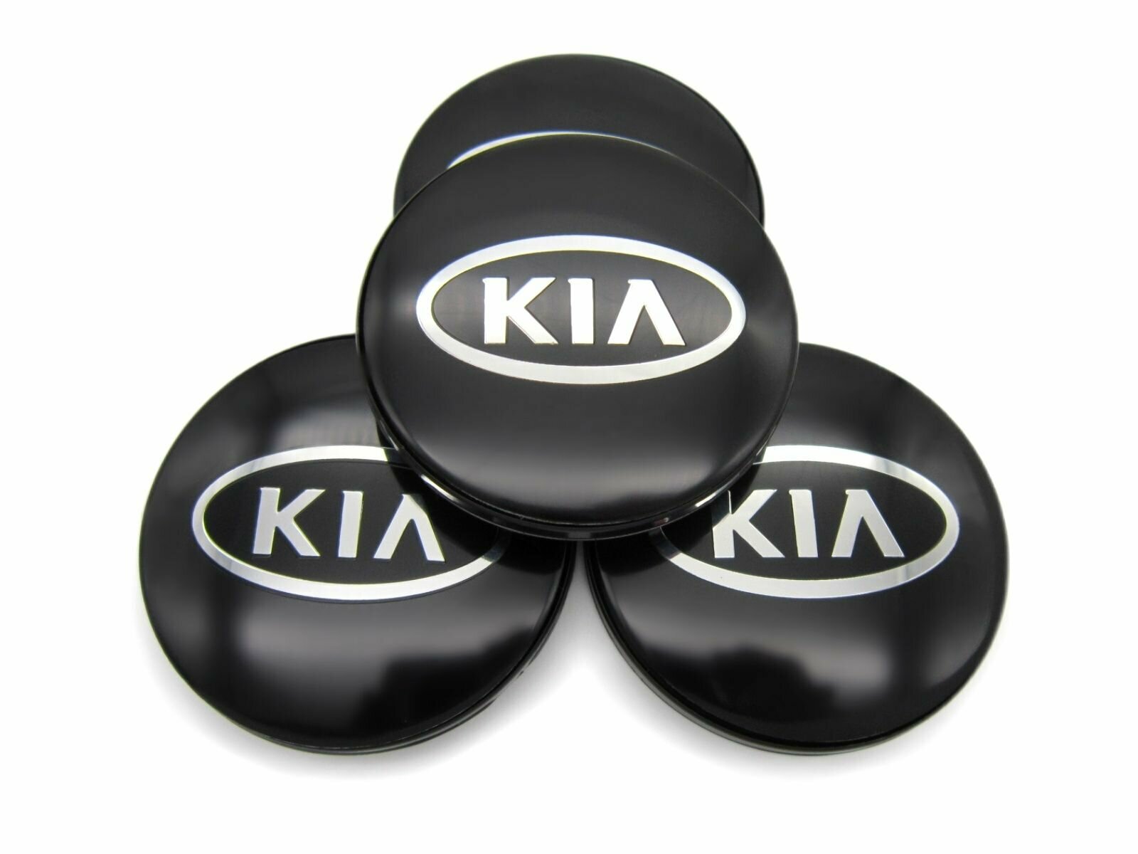 Колпачки заглушки на литые диски КиК Киа черный 62/55/10, комплект 4 шт.