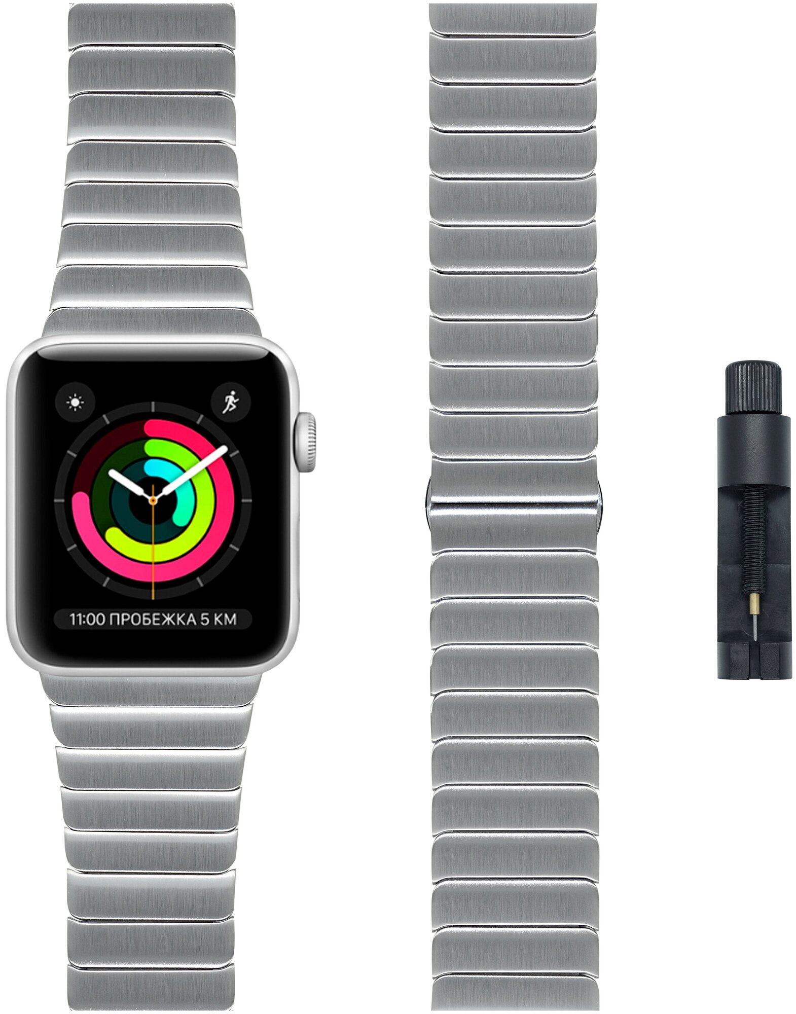 Ремешок Lyambda Canopus для Apple Watch Series 3/4/5 серебристый (DS-APG-05-40-SL) Noname - фото №2