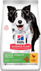 Сухой корм для пожилых собак Hill's Science Plan Senior Vitality курица, с рисом 12 кг (для средних пород)