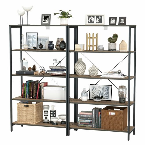 Два открытых стеллажа Трувор, цвет дуб гранж песочный/интра, ШхГхВ 165,6х37х146 см.