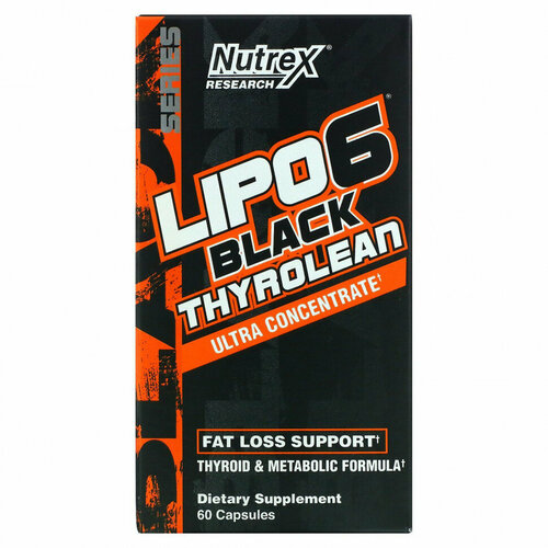 Nutrex LIPO-6 Black Thyrolean (Поддержка для снижения веса) 60 капсул (Nutrex Research) жиросжигатель nutrex lipo 6 black thyrolean 60 капсул nutrex для похудения щитовидной железы бодрости