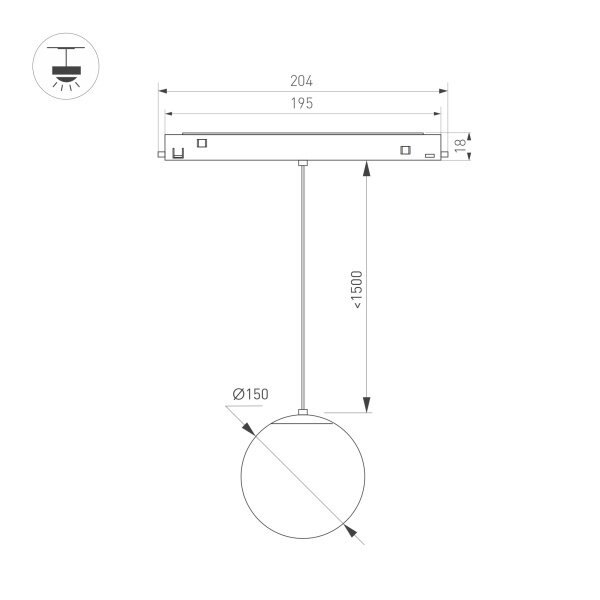 Светильник MAG-ORIENT-SFERO-HANG-R150-10W Warm3000 (BK, 300 deg, 48V) (Arlight, IP20 Металл, 5 лет) - фотография № 12