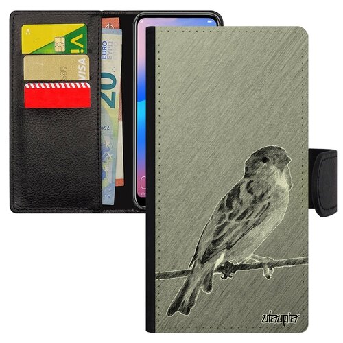 фото Чехол книжка на мобильный samsung galaxy a40, "воробей" птичка домовый utaupia