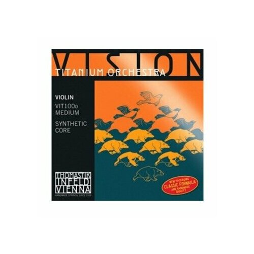 vis100 vision solo комплект струн для скрипки размером 4 4 среднее натяжение thomastik Струны для скрипки Thomastik Vision Titanum Orchestra VIT01 О