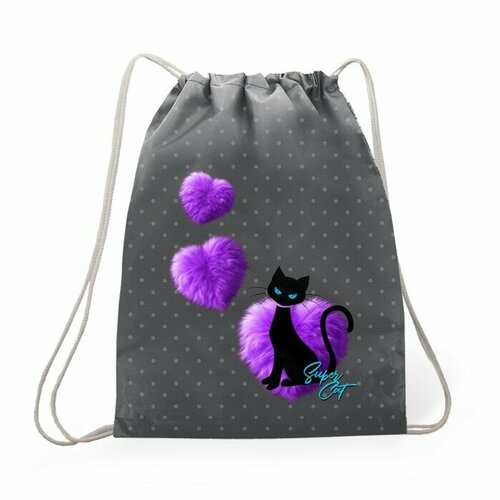 Мешок для обуви 435 х 360 мм Stavia плотность 600D с водоотталкивающей ПУ-пропиткой Черная кошка лиловый 1032₽