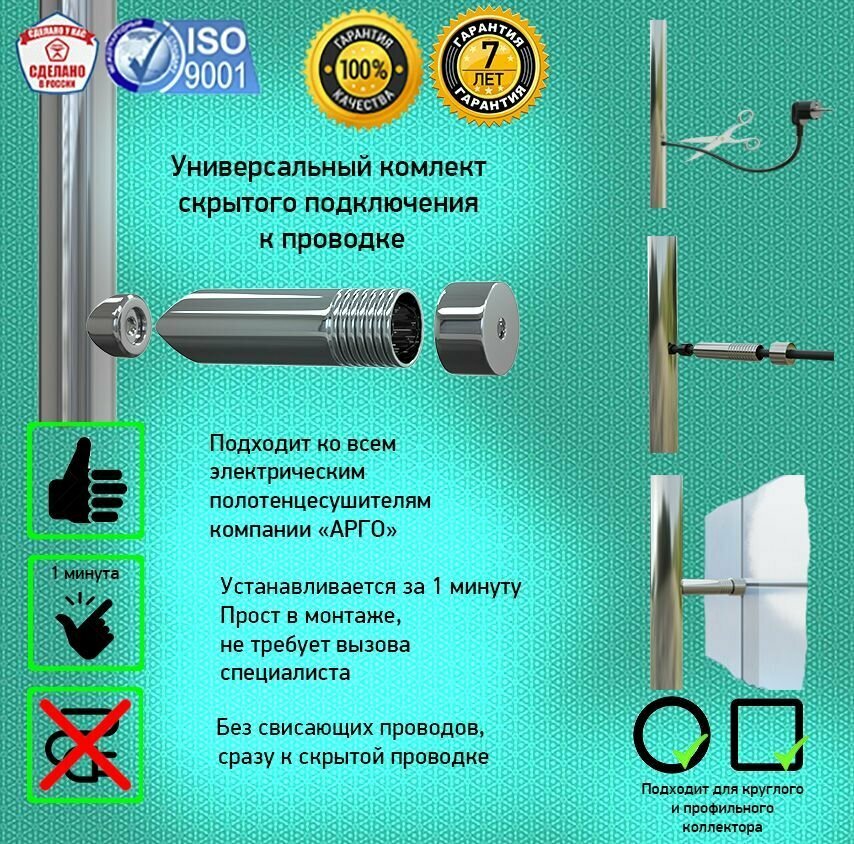 Комплект скрытого монтажа из нержавеющей стали для электрического полотенцесушителя (Чёрный матовый)