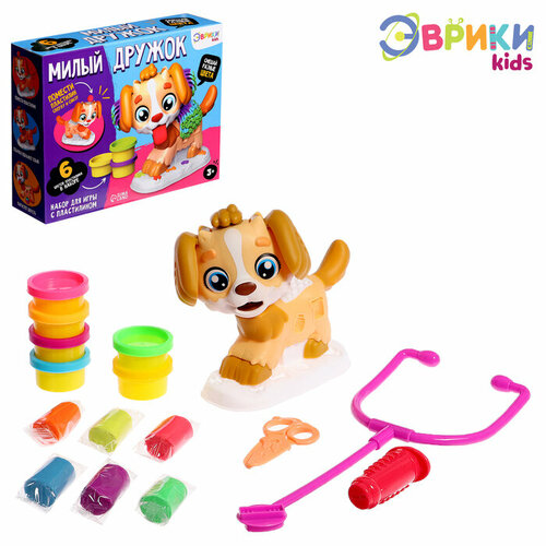 Эврики Набор для игры с пластилином «Милый дружок», 6 баночек с пластилином