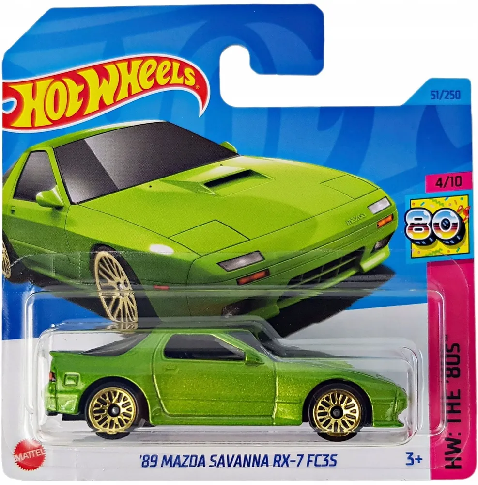 Машинка Hot Wheels 5785 (HW: The 80s) 89 Mazda Savanna RX-7 FC3S зеленый HKG81