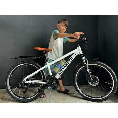 Велосипед RICHIESTO 24 Алюминиевая рама 14 Горный Для детей и подростков Для девочек Спортивный белый с коричневым 2450000₽