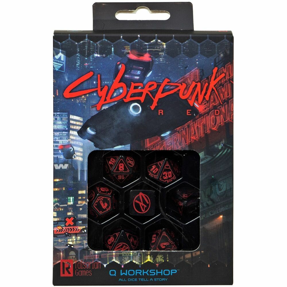 Набор кубиков Cyberpunk, 7 шт., Red Q-Workshop - фото №1
