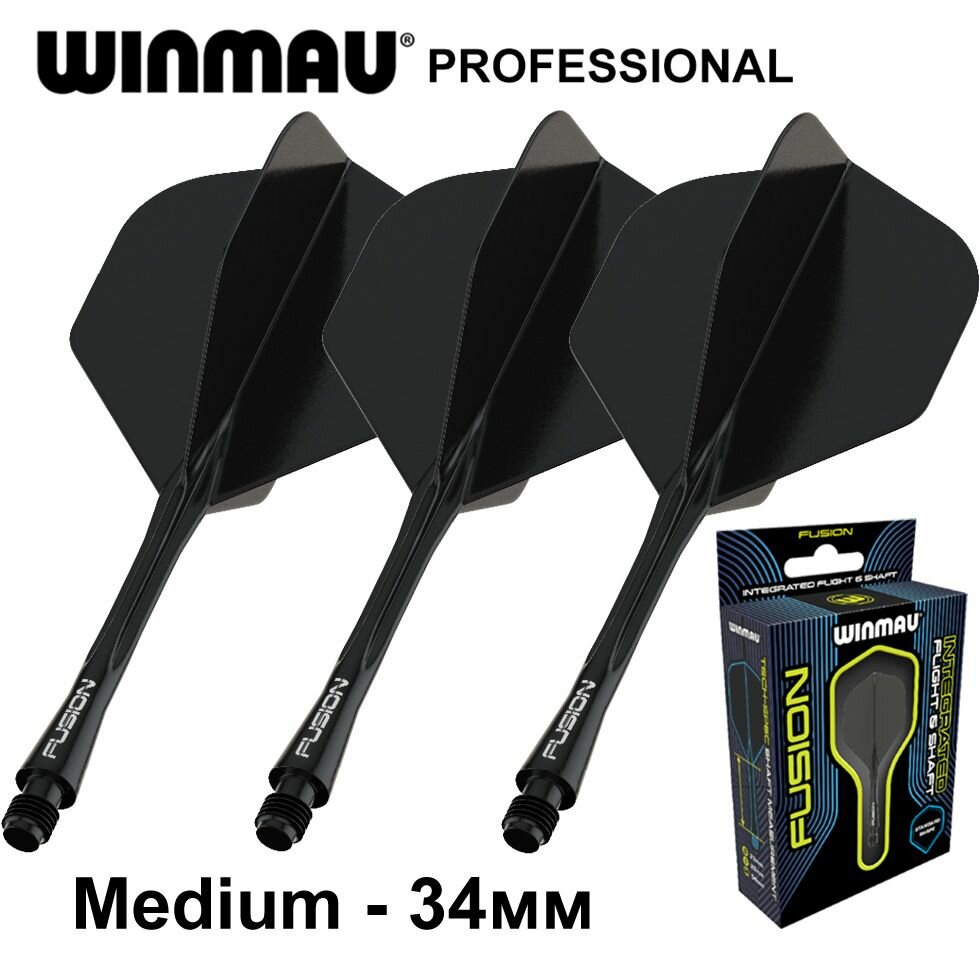 фото Литые оперения с хвостовиками WINMAU FUSION Medium Black (черные). Профессиональный уровень.