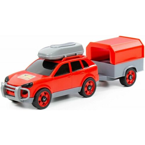 Автомобиль легковой с багажником на крыше и прицепом, игрушечная машинка для детей, пластиковая игрушка для песочницы и дома, цвет микс автомобиль легковой с багажником на крыше микс
