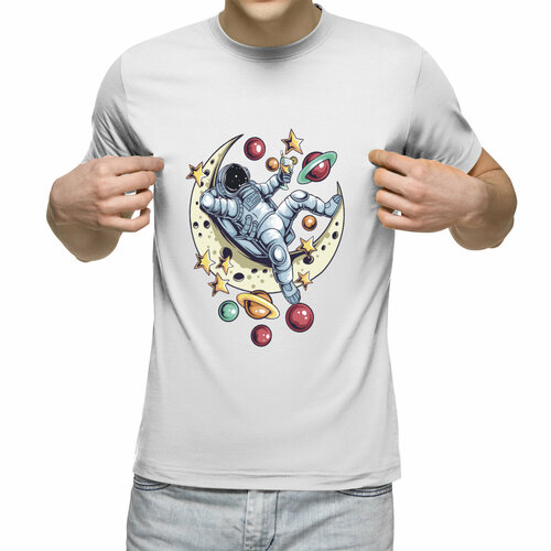 Футболка Us Basic, размер L, белый мужская футболка кот космонавт отдыхает l темно синий