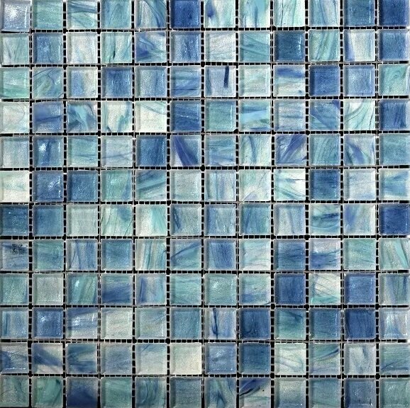 фото Плитка мозаика GLOBALGRES стекло синий микс 30X30 см. чип - 20х20 мм. /плитка настенная/плитка для стены
