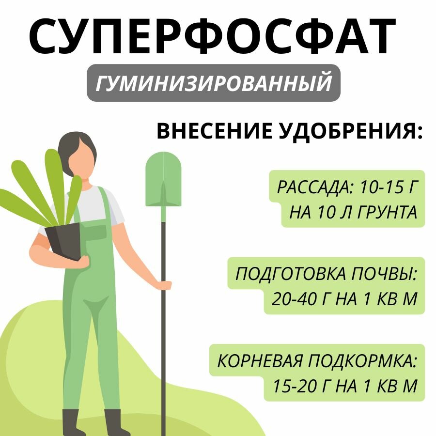 Удобрение комплексное Суперфосфат гуминизированный, 0,9 кг, 1 упаковка — фото 1