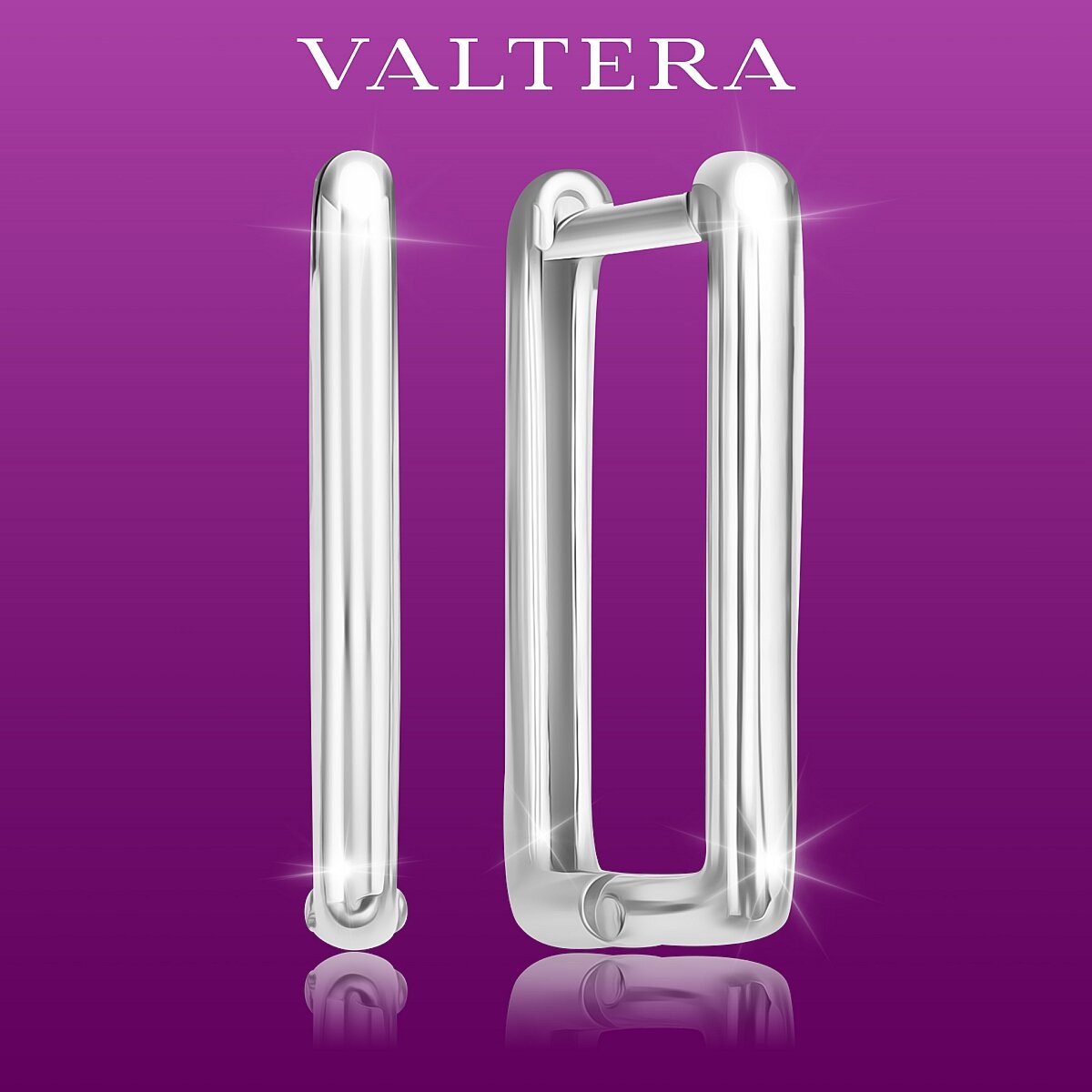 Серьги конго VALTERA, серебро, 925 проба, родирование