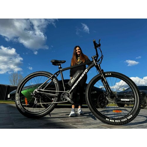 Электровелосипед полуфэтбайк RICHIESTO 29 Алюминиевая рама 21 горный городской дорожный Взрослый Подростковый чёрный 60000₽
