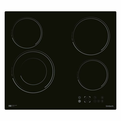 Электрическая варочная панельTimberk T-HE4GL71 встраиваемая 4 конфорки Hi-Light таймер функция блокировки от детей защита от перегрева и перелива конфорок черный 17710₽