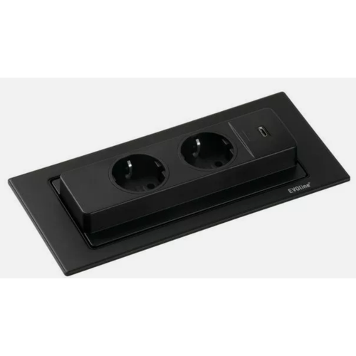 Встраиваемый блок розеток EVOline BackFlip с USB С цвет черный матовый 159271014700 39999₽
