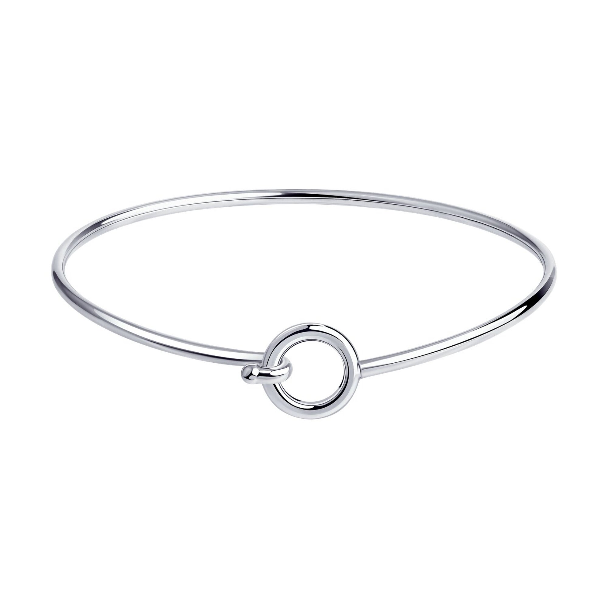 Жесткий браслет Diamant online  серебро  925 проба  родирование  длина 18 5 см   серебристый