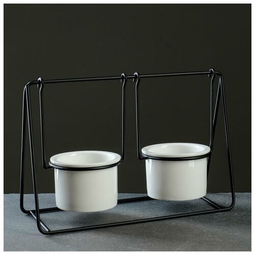 фото Набор кашпо на подставке "качели" черн 16,5*12,5*8см mikimarket