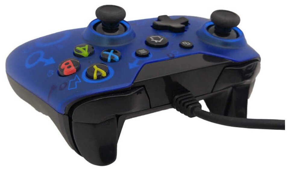 Проводной геймпад матово-синий с символом Марса для Xbox One/S/X, PS3 и PC