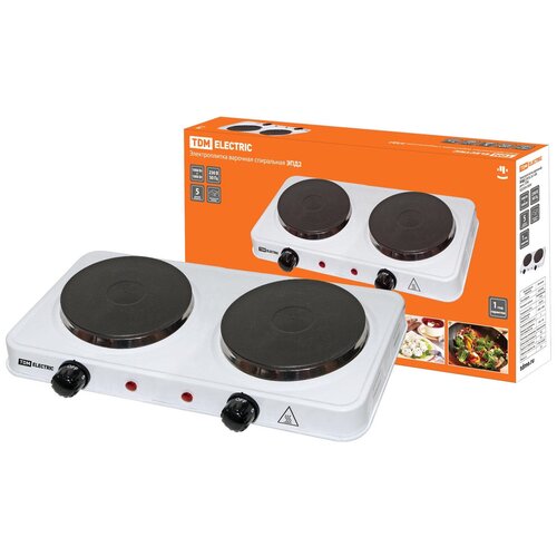 TDM Электроплитка двухконф ЭПД2 230 В 2х1 кВт диск белая TDM SQ2504-0004 234900₽