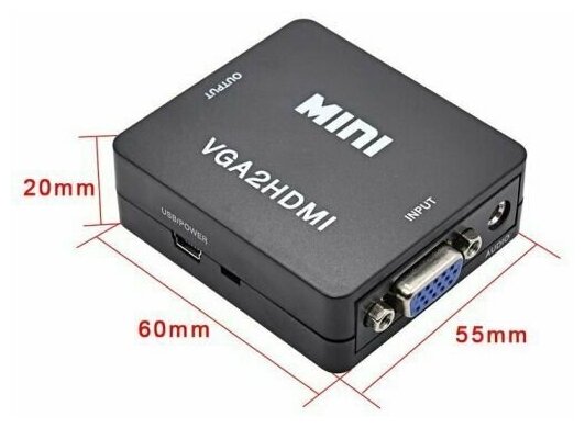 Конвертер из VGA на HDMI 1080p full hd 3d с блоком питания 5в 2а