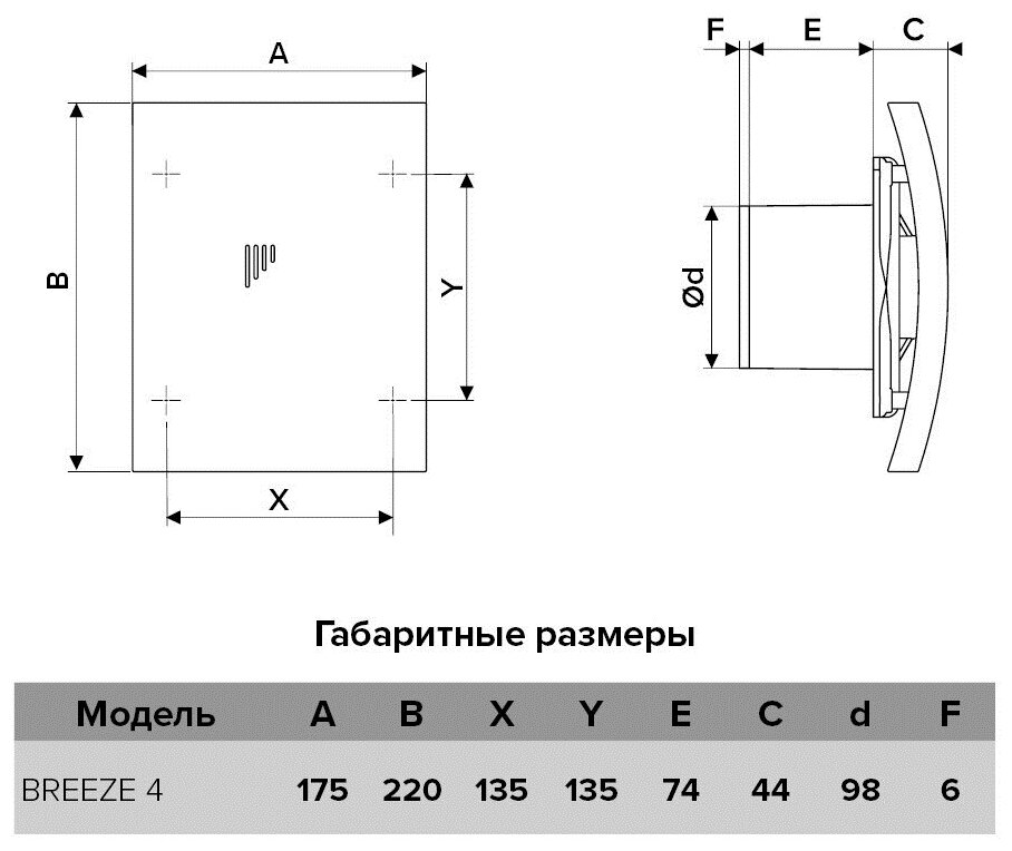 Вентилятор D98 BREEZE 4C с обратным клапаном DICITI - фотография № 5