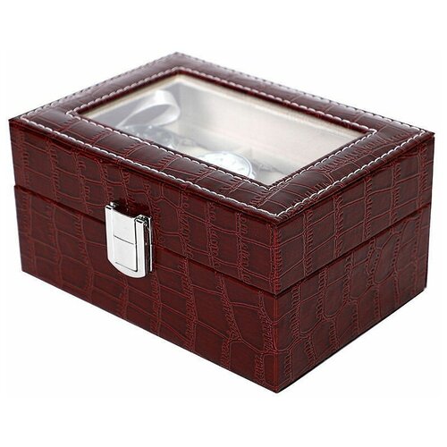 фото Шкатулка для хранения часов / кожаная шкатулка для украшений, бордовый geek life