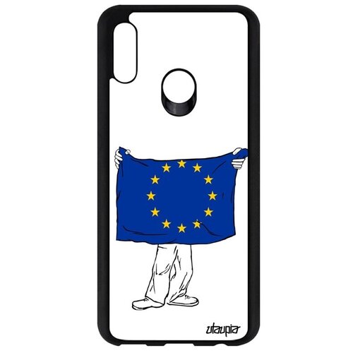фото Красивый чехол для смартфона // huawei p smart 2019 // "флаг европы с руками" патриот туризм, utaupia, белый